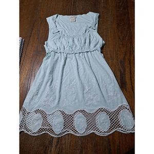 Large Vertigo Paris Green White Floral Lace Sleeveless Sundress Cotton Dress